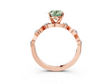 Rose gold Fancy Green Oval  Solitaire Twisted Band with Prong Setting 3