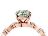 Rose gold Fancy Green Oval  Solitaire Twisted Band with Prong Setting 4