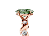 Rose gold Fancy Green Oval  Solitaire Twisted Band with Prong Setting 5