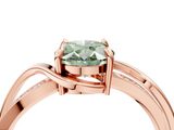 Rose gold Fancy Green Oval  Solitaire Twisted Band with Prong Setting_7
