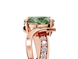 Rose gold Fancy Green Oval  Solitaire Twisted Band with Prong Setting_8