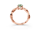 Rose gold Fancy Green Oval  Solitaire Twisted Pave Diamond Ring with Four-Prong Setting_15