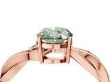 Rose gold Fancy Green Oval  Solitaire Twisted Pave Diamond Ring with Four-Prong Setting_16