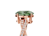 Rose gold Fancy Green Oval  Solitaire Twisted Pave Diamond Ring with Four-Prong Setting_17