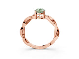 Rose gold Fancy Green Oval  Solitaire Twisted Pave Diamond Ring with Four-Prong Setting_83