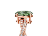 Rose gold Fancy Green Oval  Solitaire Twisted Pave Diamond Ring with Four-Prong Setting_85