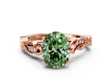 Rose gold Fancy Green Oval  Solitaire Vine Band with Milgrain Prong Setting_3