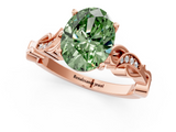 Rose gold Fancy Green Oval  Solitaire Vine Band with Milgrain Prong Setting_4