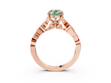 Rose gold Fancy Green Oval  Solitaire Vine Band with Milgrain Prong Setting_6