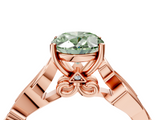 Rose gold Fancy Green Oval  Solitaire Vine Band with Milgrain Prong Setting_7