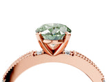 Rose gold Fancy Green Oval  Solitaire with Pavé Band and Four-Prong Setting_322