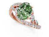 Rose gold Fancy Green Oval  Solitaire with Pavé Twist Band and Four-Prong Setting_80
