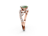 Rose gold Fancy Green Oval  Solitaire with Pavé Twist Band and Four-Prong Setting_81