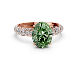 Rose gold Fancy Green Oval  Solitaire with Pave Band and Four-Prong Setting_3