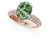 Rose gold Fancy Green Oval  Solitaire with Pave Band and Four-Prong Setting_4