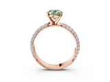 Rose gold Fancy Green Oval  Solitaire with Pave Band and Four-Prong Setting_6