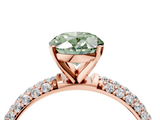 Rose gold Fancy Green Oval  Solitaire with Pave Band and Four-Prong Setting_7