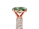 Rose gold Fancy Green Oval  Solitaire with Pave Band and Four-Prong Setting_8