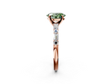 Rose gold Fancy Green Oval  Solitaire with Side Baguettes and Channel Set Band_117