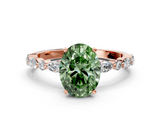 Rose gold Fancy Green Oval  Solitaire with Side Stones on a Pavé Band and Four-Prong Setting_23