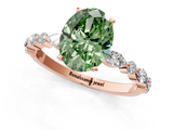 Rose gold Fancy Green Oval  Solitaire with Side Stones on a Pavé Band and Four-Prong Setting_24