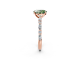 Rose gold Fancy Green Oval  Solitaire with Side Stones on a Pavé Band and Four-Prong Setting_25