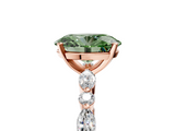 Rose gold Fancy Green Oval  Solitaire with Side Stones on a Pavé Band and Four-Prong Setting_28