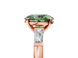 Rose gold Fancy Green Oval  Solitaire with Tapered Baguette Side Stones on a Classic Band with Four-Prong Setting_117