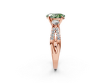 Rose gold Fancy Green Oval  Three-Stone Diamond Ring with Pavé Split Shank and Four-Prong Setting_95
