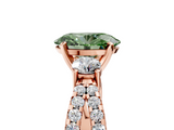 Rose gold Fancy Green Oval  Three-Stone Diamond Ring with Pavé Split Shank and Four-Prong Setting_98