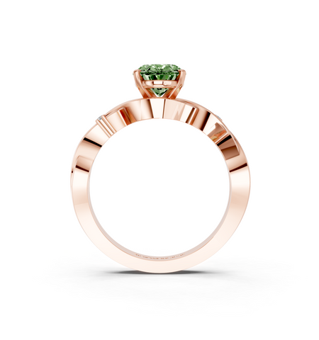 Rose gold Fancy Green Oval cut Solitaire Twisted Band Prong Setting Ring_9