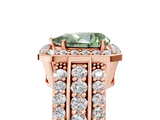 Rose gold Fancy Green Pear -Cut Halo Diamond Ring with Split Shank and Four-Prong Setting_95
