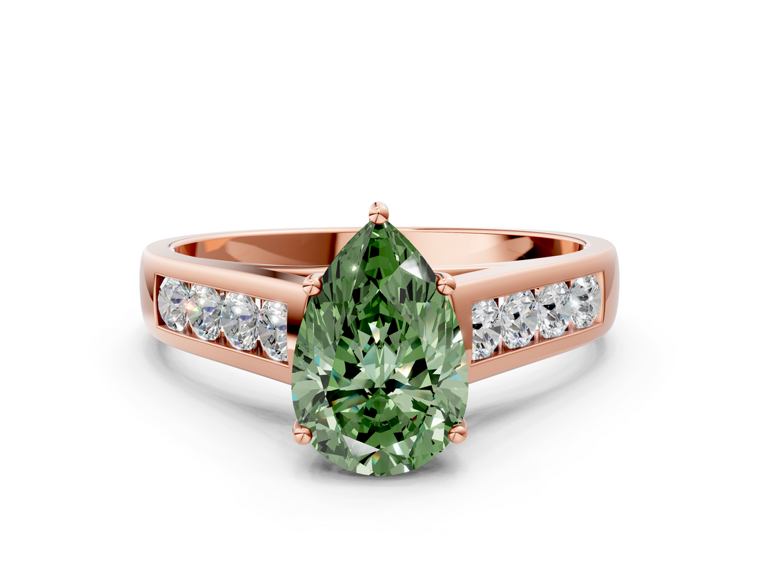 Rose gold Fancy Green Pear  Brilliant Channel-Set Solitaire Ring with Four-Prong Setting_20