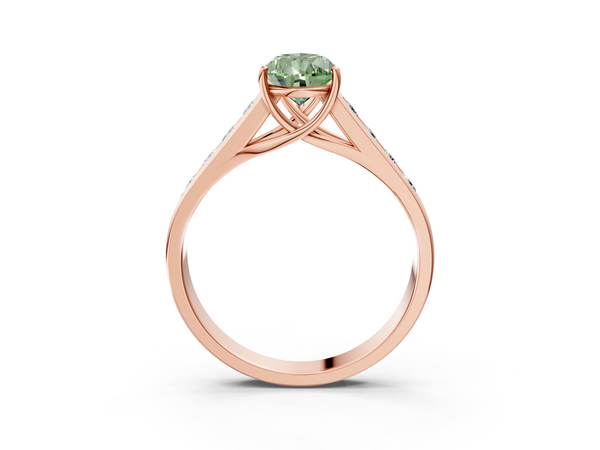 Rose gold Fancy Green Pear  Brilliant Channel-Set Solitaire Ring with Four-Prong Setting