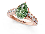 Rose gold Fancy Green Pear  Brilliant Cut Diamond Engagement Ring with Pavé Band and Four-Prong Setting_50