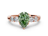 Rose gold Fancy Green Pear  Brilliant Cut Diamond Five-Stone Prong Set Engagement Ring with Channel Band_3
