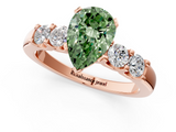 Rose gold Fancy Green Pear  Brilliant Cut Diamond Five-Stone Prong Set Engagement Ring with Channel Band_4