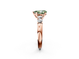 Rose gold Fancy Green Pear  Brilliant Cut Diamond Five-Stone Prong Set Engagement Ring with Channel Band_5