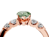 Rose gold Fancy Green Pear  Brilliant Cut Diamond Five-Stone Prong Set Engagement Ring with Channel Band_7