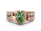 Rose gold Fancy Green Pear  Brilliant Diamond Channel Set Wide Band Ring with Bezel Setting_20