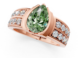 Rose gold Fancy Green Pear  Brilliant Diamond Channel Set Wide Band Ring with Bezel Setting_21
