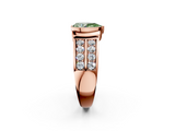 Rose gold Fancy Green Pear  Brilliant Diamond Channel Set Wide Band Ring with Bezel Setting_22