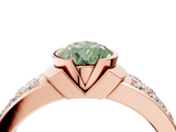 Rose gold Fancy Green Pear  Brilliant Diamond Channel Set Wide Band Ring with Bezel Setting_24