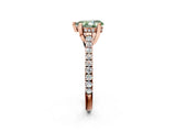 Rose gold Fancy Green Pear  Brilliant Diamond Solitaire with Pavé Band and Four-Prong Setting 2