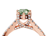 Rose gold Fancy Green Pear  Brilliant Diamond Solitaire with Pavé Band and Four-Prong Setting 4