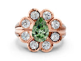 Rose gold Fancy Green Pear  Brilliant Flower Halo Diamond Split Shank Ring_21