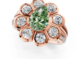 Rose gold Fancy Green Pear  Brilliant Flower Halo Diamond Split Shank Ring_22