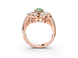 Rose gold Fancy Green Pear  Brilliant Flower Halo Diamond Split Shank Ring_24