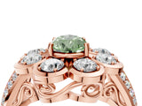 Rose gold Fancy Green Pear  Brilliant Flower Halo Diamond Split Shank Ring_25