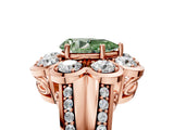 Rose gold Fancy Green Pear  Brilliant Flower Halo Diamond Split Shank Ring_26